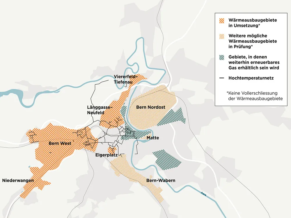 Mehr Fernwärme, weniger fossiles Gas für die Stadt Bern